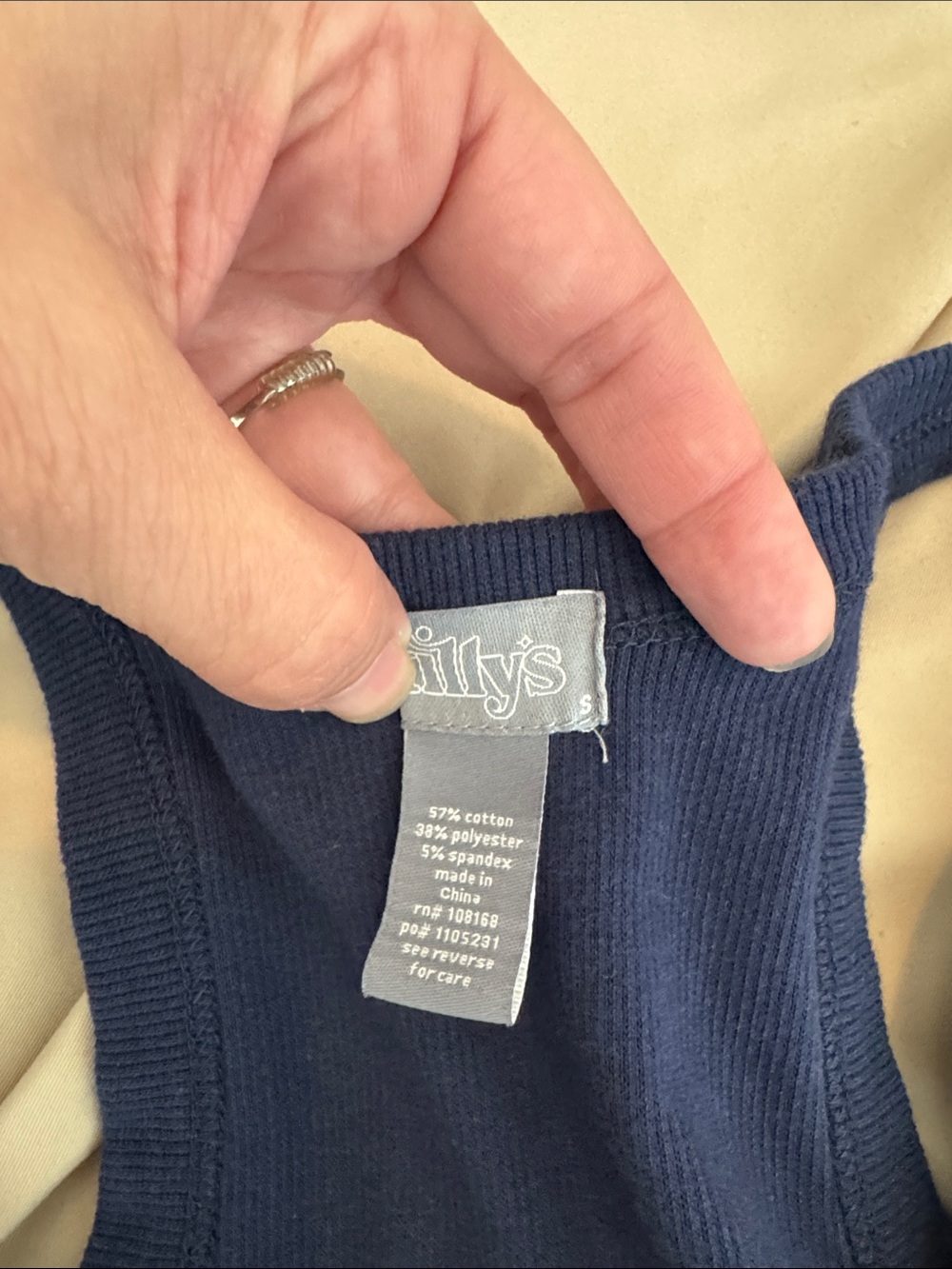 Tilly's Navy Ribbed Racerback Tank - Picture 3 of 3